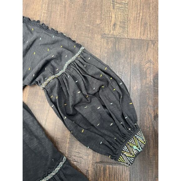 Free People XS Bohemian Prairie Babydoll Ruffle Tiered‎ Cottage Core Embroidered - Picture 5 of 9